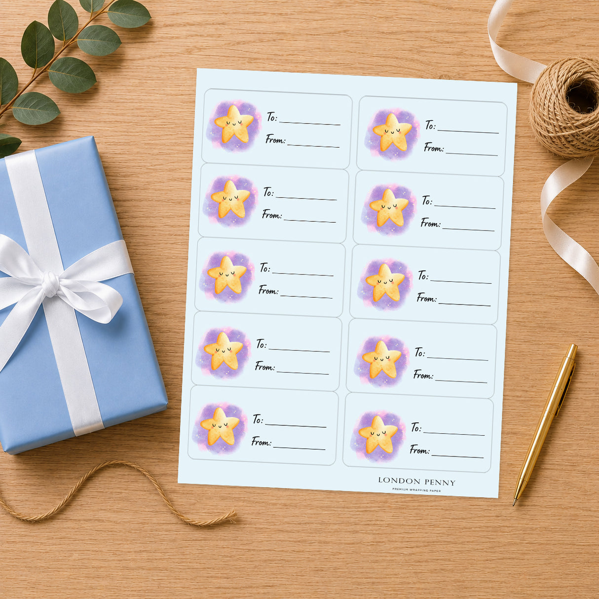 Twinkle Little Star Gift Tag Sticker Sheet