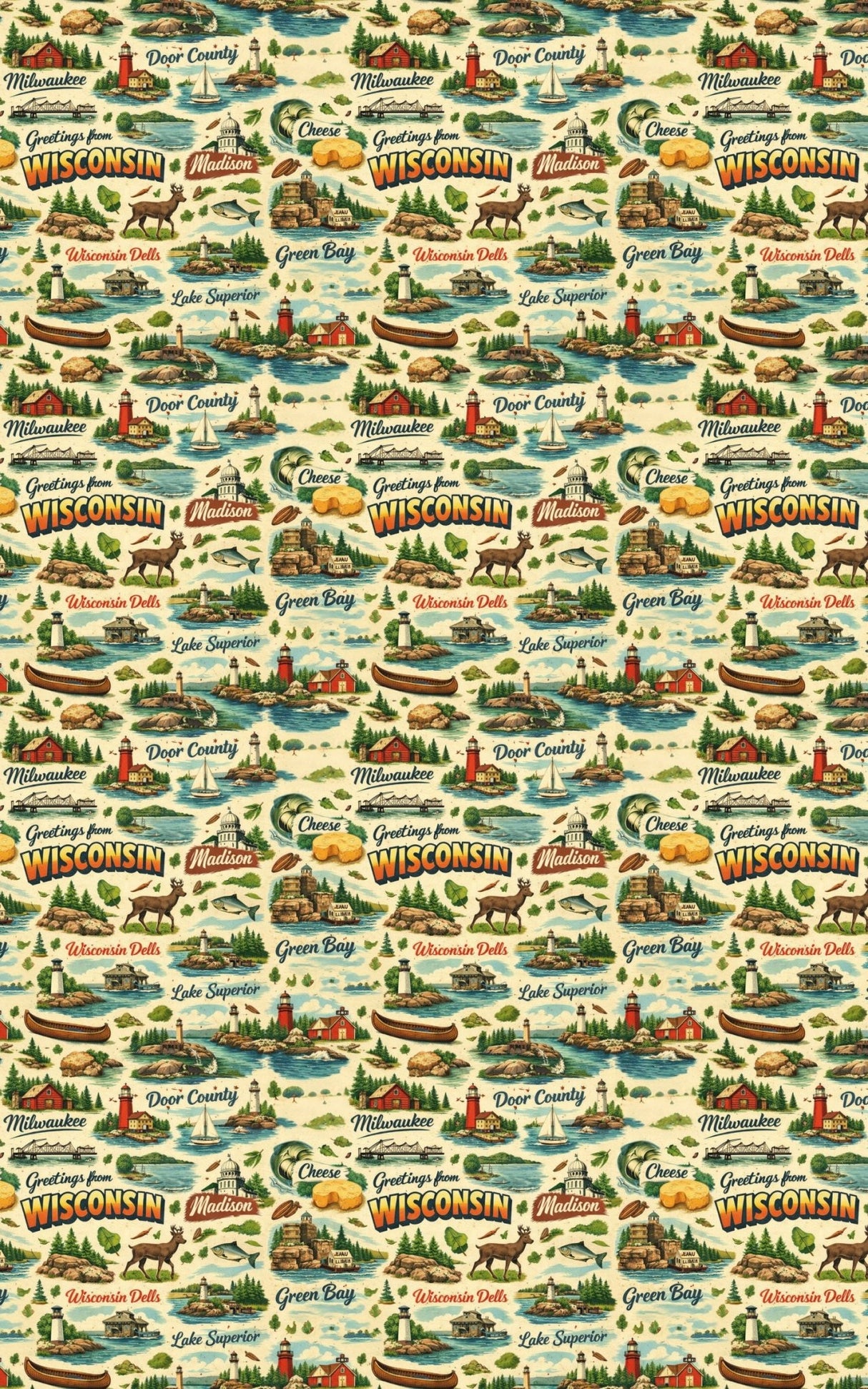 Wisconsin Postcard Memories - London Penny Gift Wrap