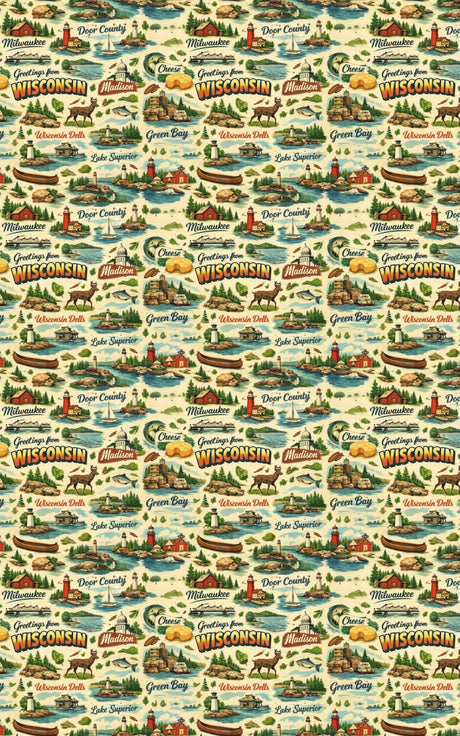 Wisconsin Postcard Memories - London Penny Gift Wrap