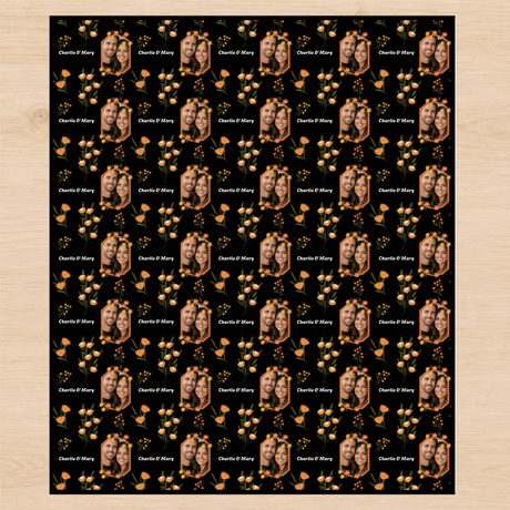 Personalized Orange Wild Flowers Wrapping Paper | Custom Gift Wrapper - London Penny Gift Wrap
