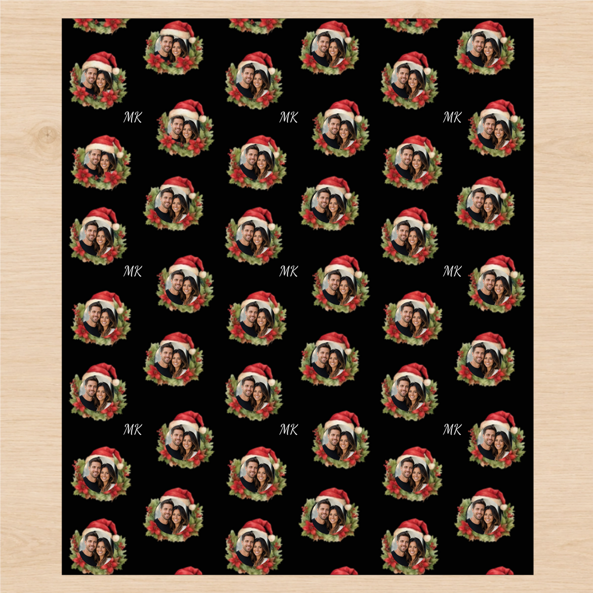 Personalized Festive Bear Wreaths Wrapping Paper | Custom Gift Wrap