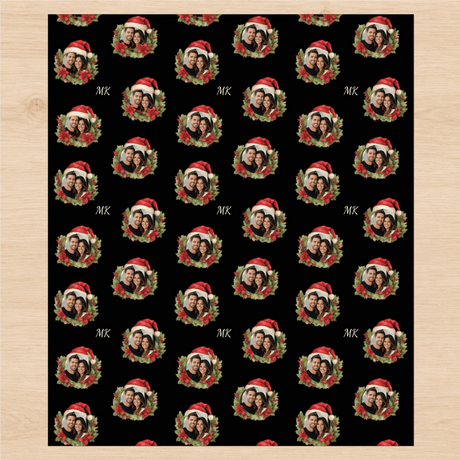 Personalized Festive Bear Wreaths Wrapping Paper | Custom Gift Wrap - London Penny Gift Wrap