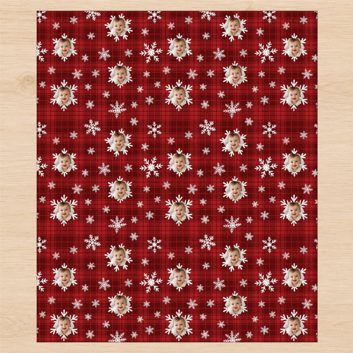 Personalized Holiday Plaid Snowfall Wrapping Paper | Custom Gift Wrap
