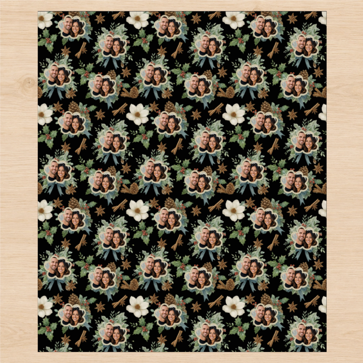 Personalized Pinecones & Fir Branche Wrapping Paper | Custom Gift Wrap