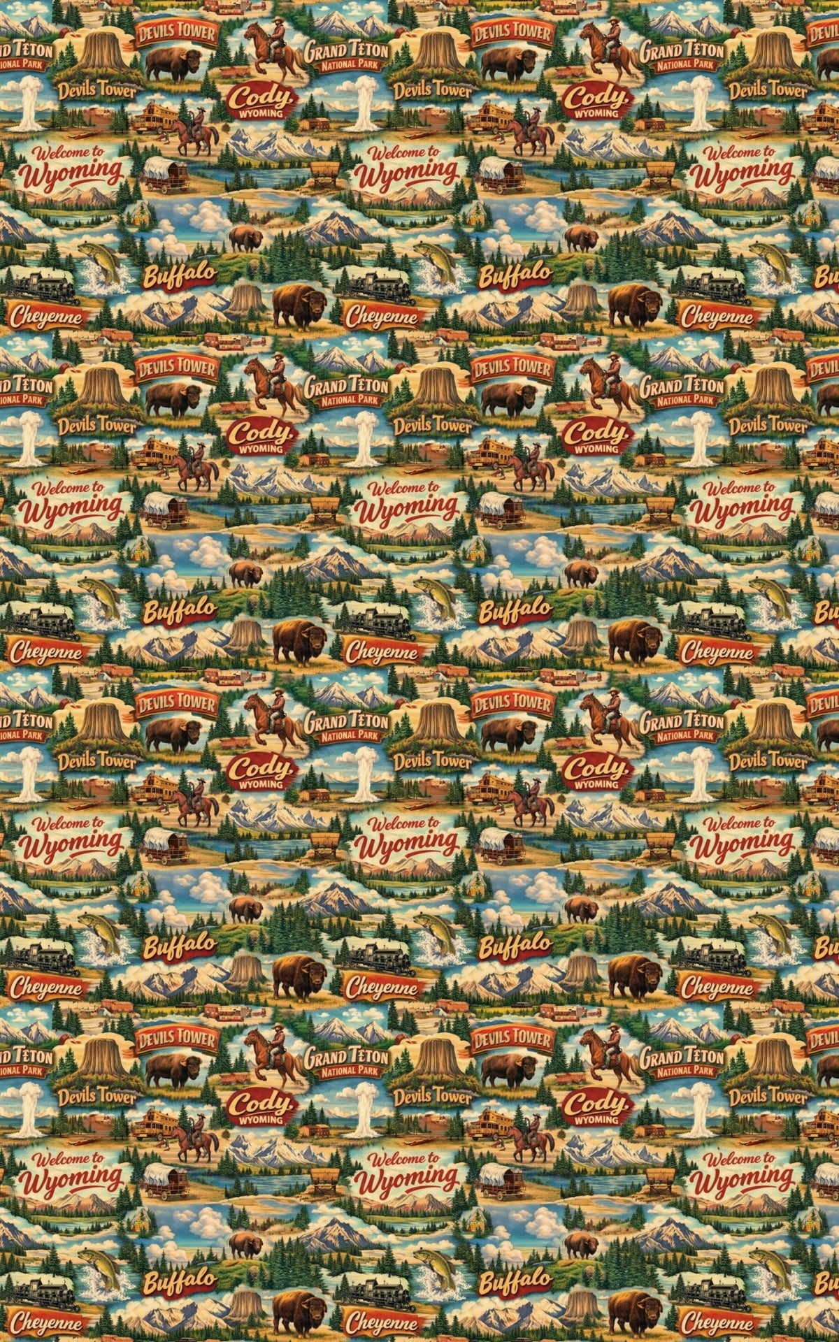 Wyoming Postcard Memories - London Penny Gift Wrap