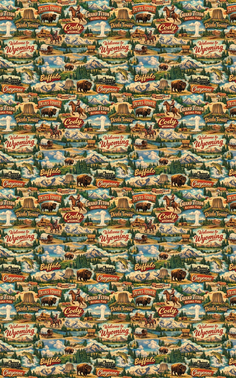 Wyoming Postcard Memories - London Penny Gift Wrap