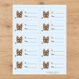Yorkshire Terrier Pawprint Wishes Gift Tag Sticker Sheet