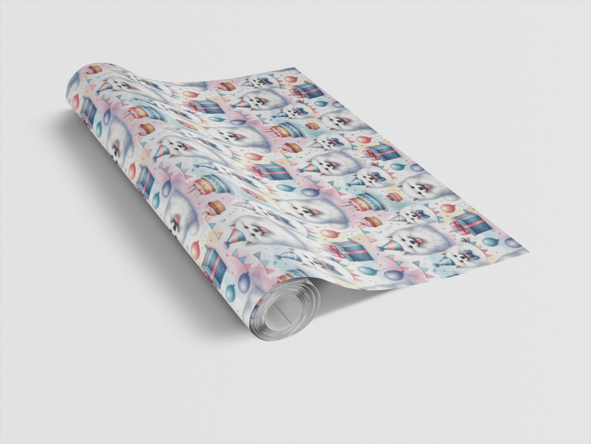 Birthday Celebration Samoyeds Wrapping Paper - London Penny Gift Wrap