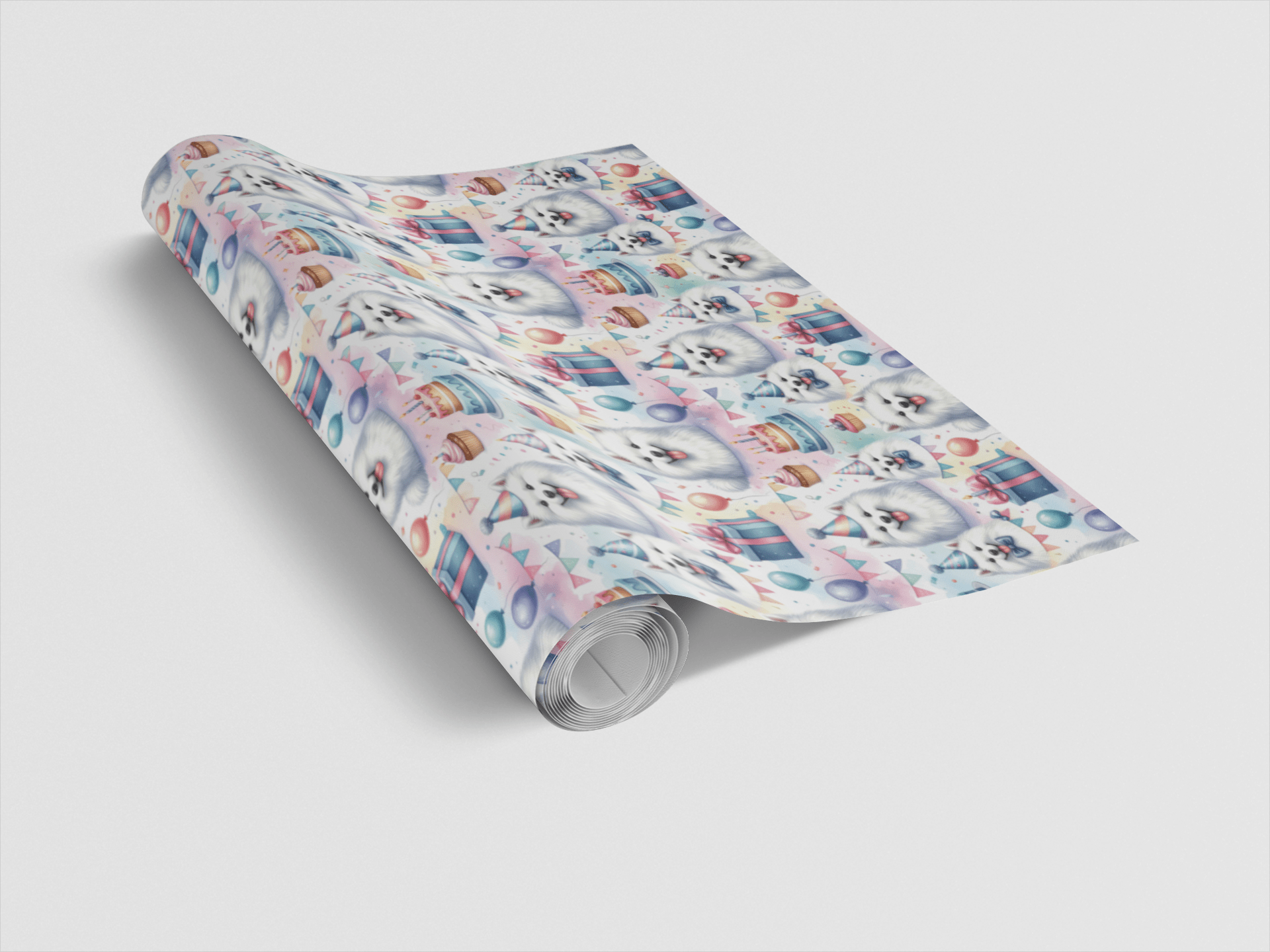 Birthday Celebration Samoyeds Wrapping Paper - London Penny Gift Wrap