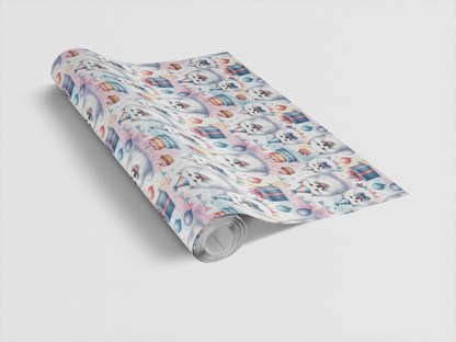 Birthday Celebration Samoyeds Wrapping Paper - London Penny Gift Wrap