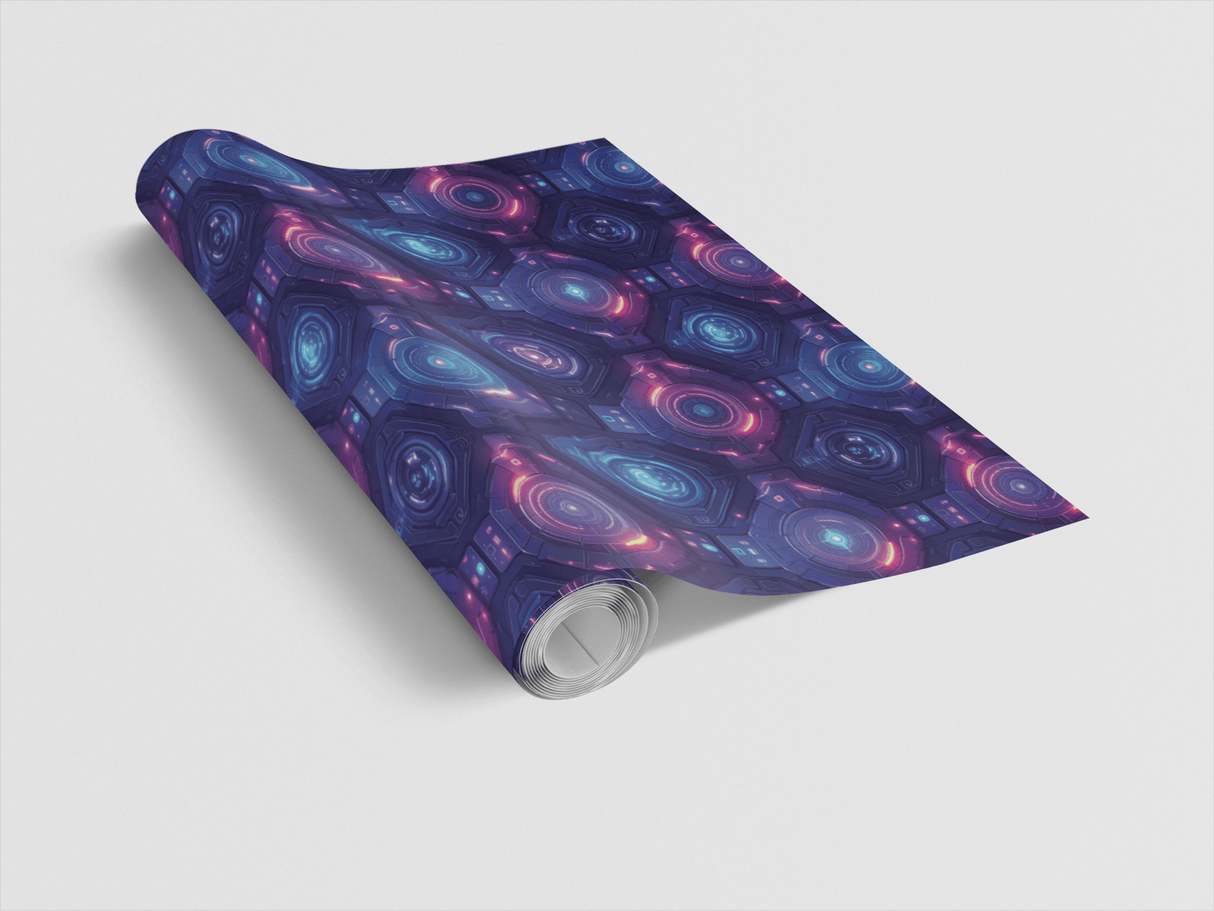 Cyber Spaceship UI Tech Wrapping Paper - London Penny Gift Wrap