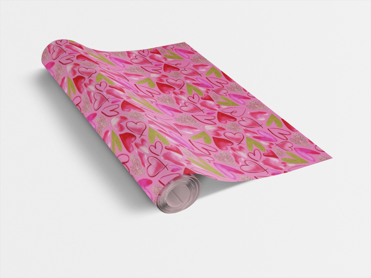 Mixed Hearts Pink - London Penny Gift Wrap