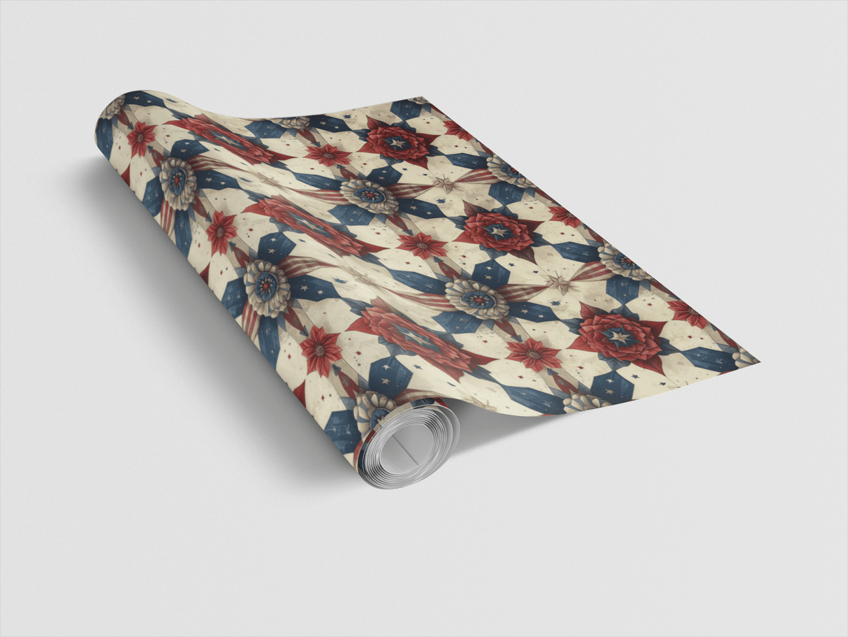 Americana Ribbon Rosettes Wrapping Paper - London Penny Gift Wrap