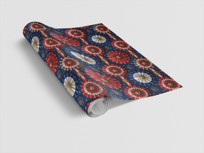 Liberty Star Rosettes Glossy Wrapping Paper