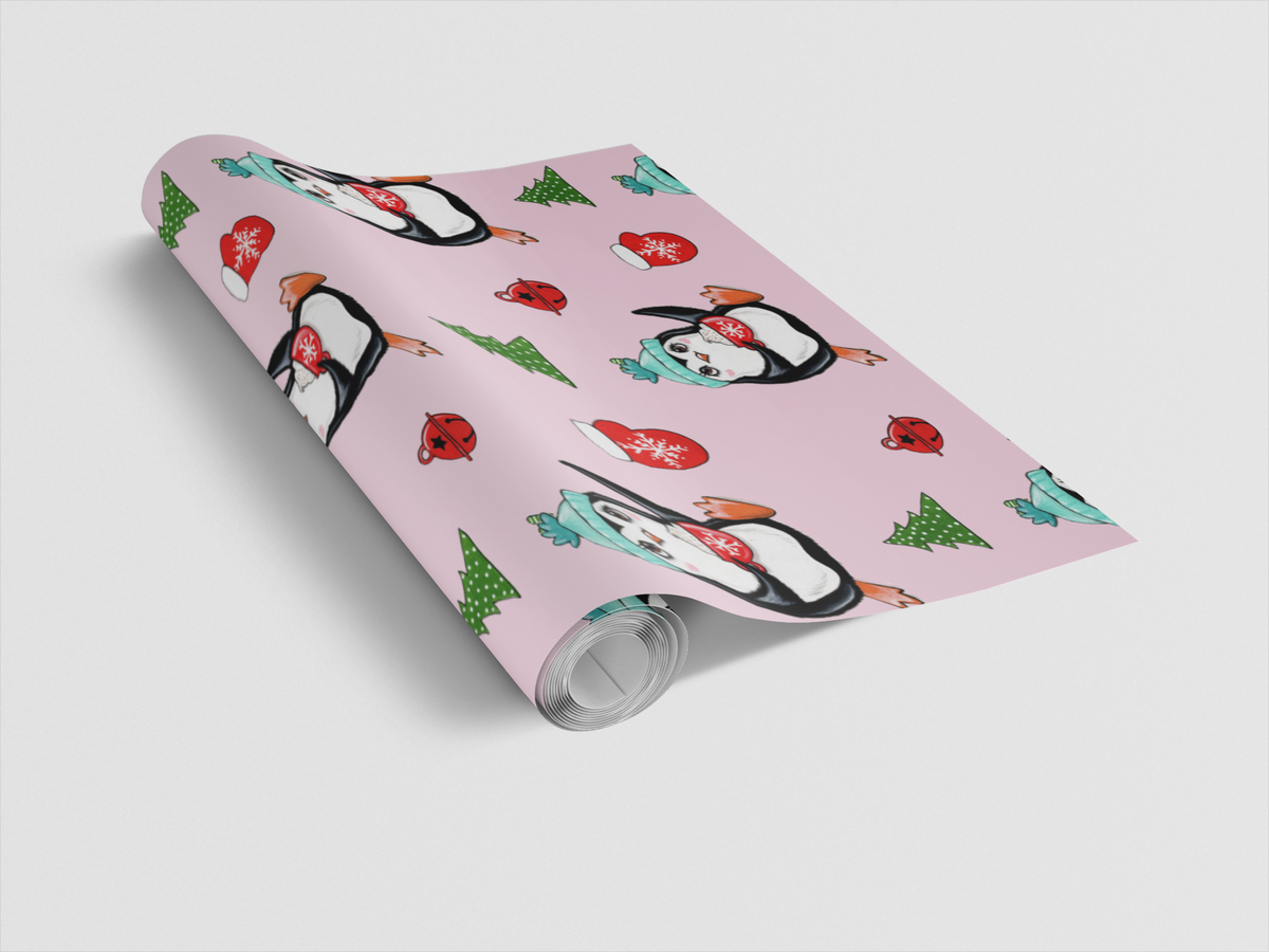 Winter Fun Penguin Wrapping Paper | Michelle Gilsey | Artist Corner
