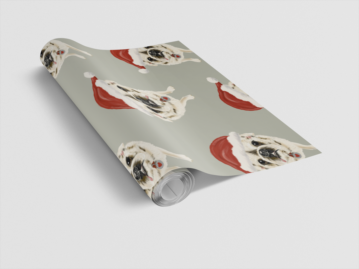 Santa Pug Wrapping Paper | Michelle Gilsey | Artist Corner