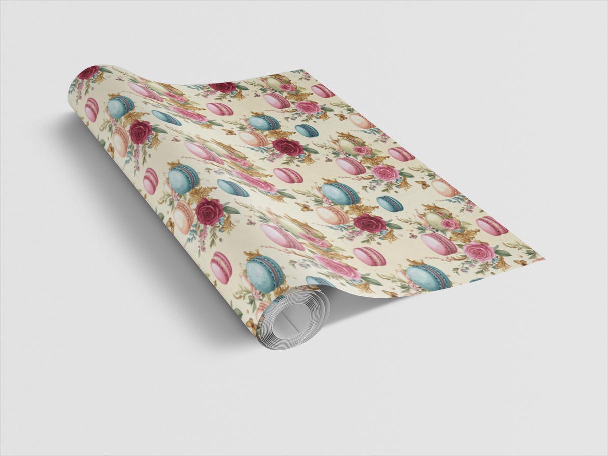 Parisian Macaron Garden Wrapping Paper