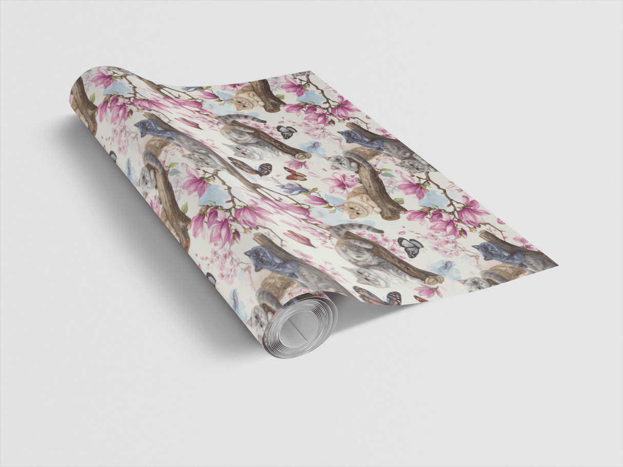 Spring Blossom Cats (Exotic Shorthair) Wrapping Paper - London Penny Gift Wrap