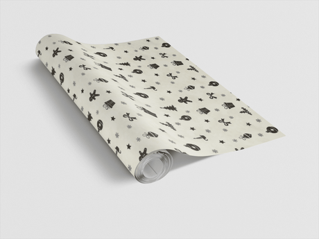 Monochrome Holiday Silhouettes - London Penny Gift Wrap