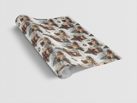 English Mastiff Christmas Manor Wrapping Paper - London Penny Gift Wrap