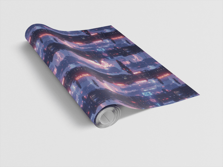 Neon Skyline Megacity Orbit Glossy Wrapping Paper - London Penny Gift Wrap