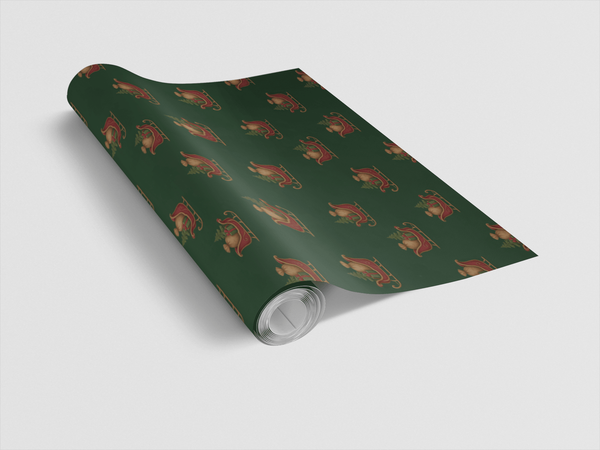 Santa Sleigh Pattern - London Penny Gift Wrap