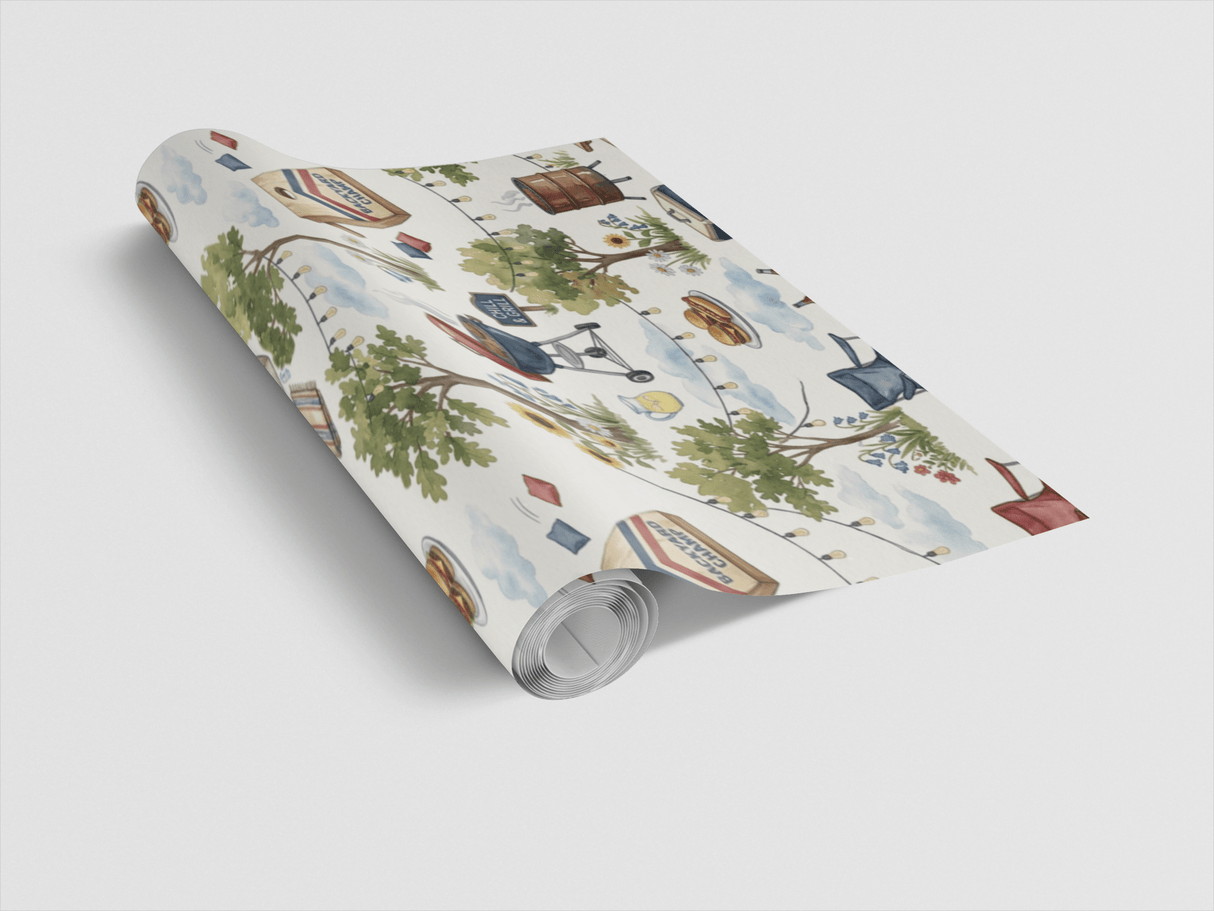 Backyard BBQ Gathering Wrapping Paper - London Penny Gift Wrap