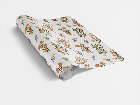 Orange Wild Flowers - London Penny Gift Wrap