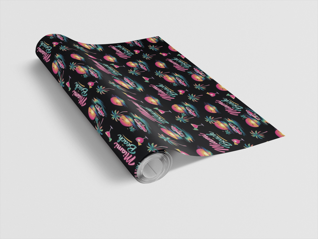 Miami Beach Retro Waves - London Penny Gift Wrap