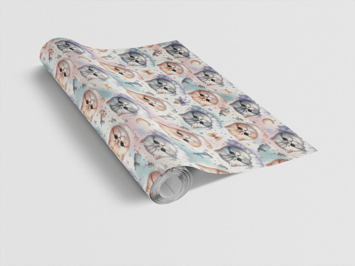 Baby Shower Cats (Exotic Shorthair) Wrapping Paper - London Penny Gift Wrap
