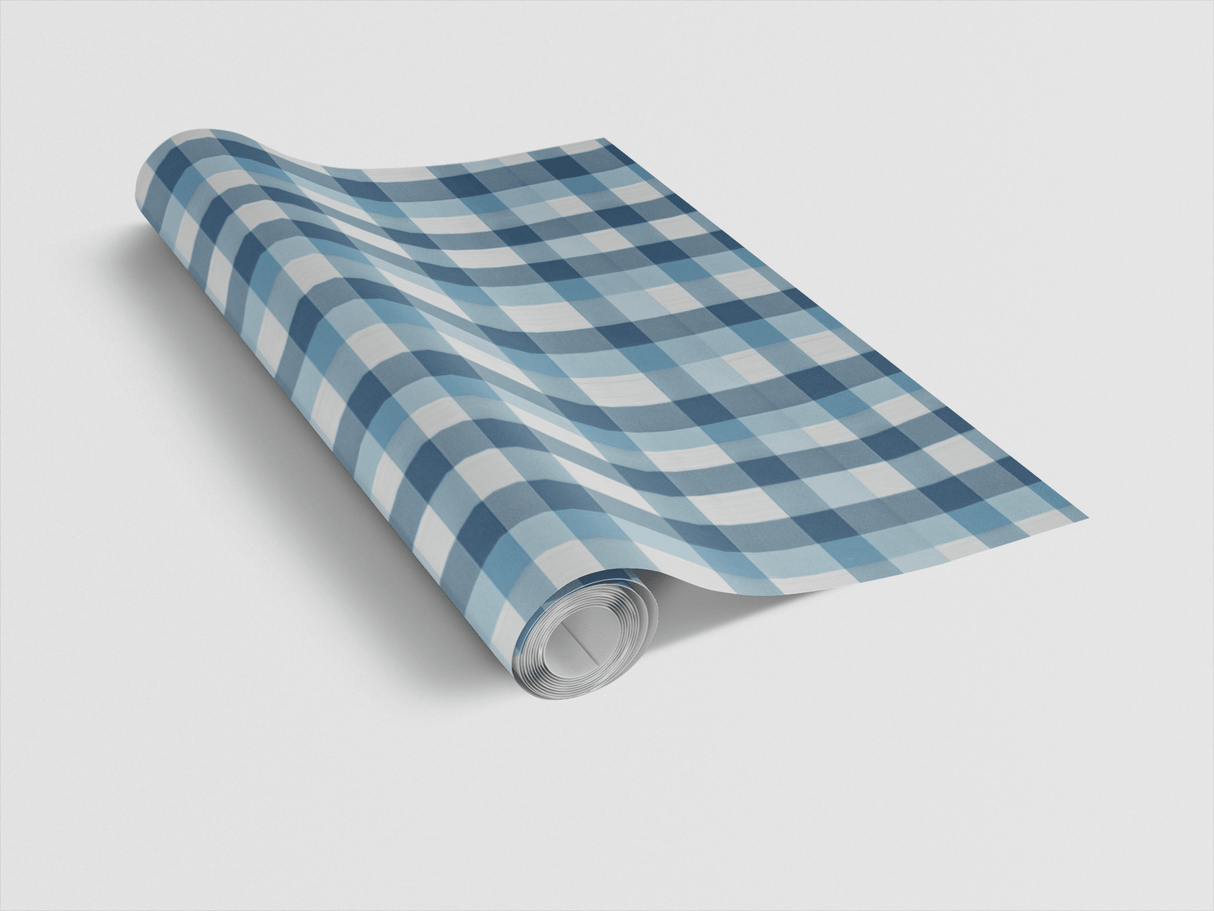 Gingham Gala Coastal Blue - London Penny Gift Wrap