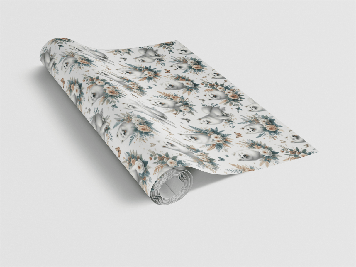 Luxury Botanical Samoyeds Wrapping Paper - London Penny Gift Wrap
