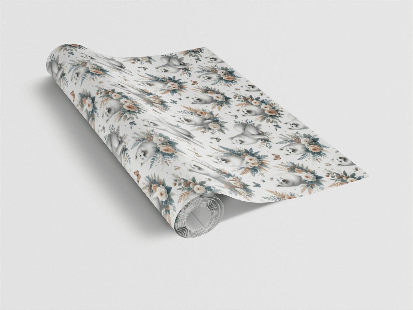 Luxury Botanical Samoyeds Wrapping Paper - London Penny Gift Wrap