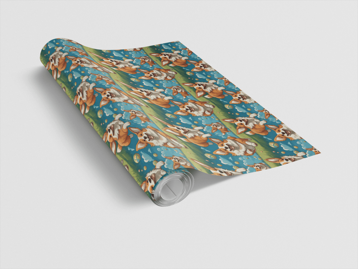 Bounce & Bounding Corgis - London Penny Gift Wrap