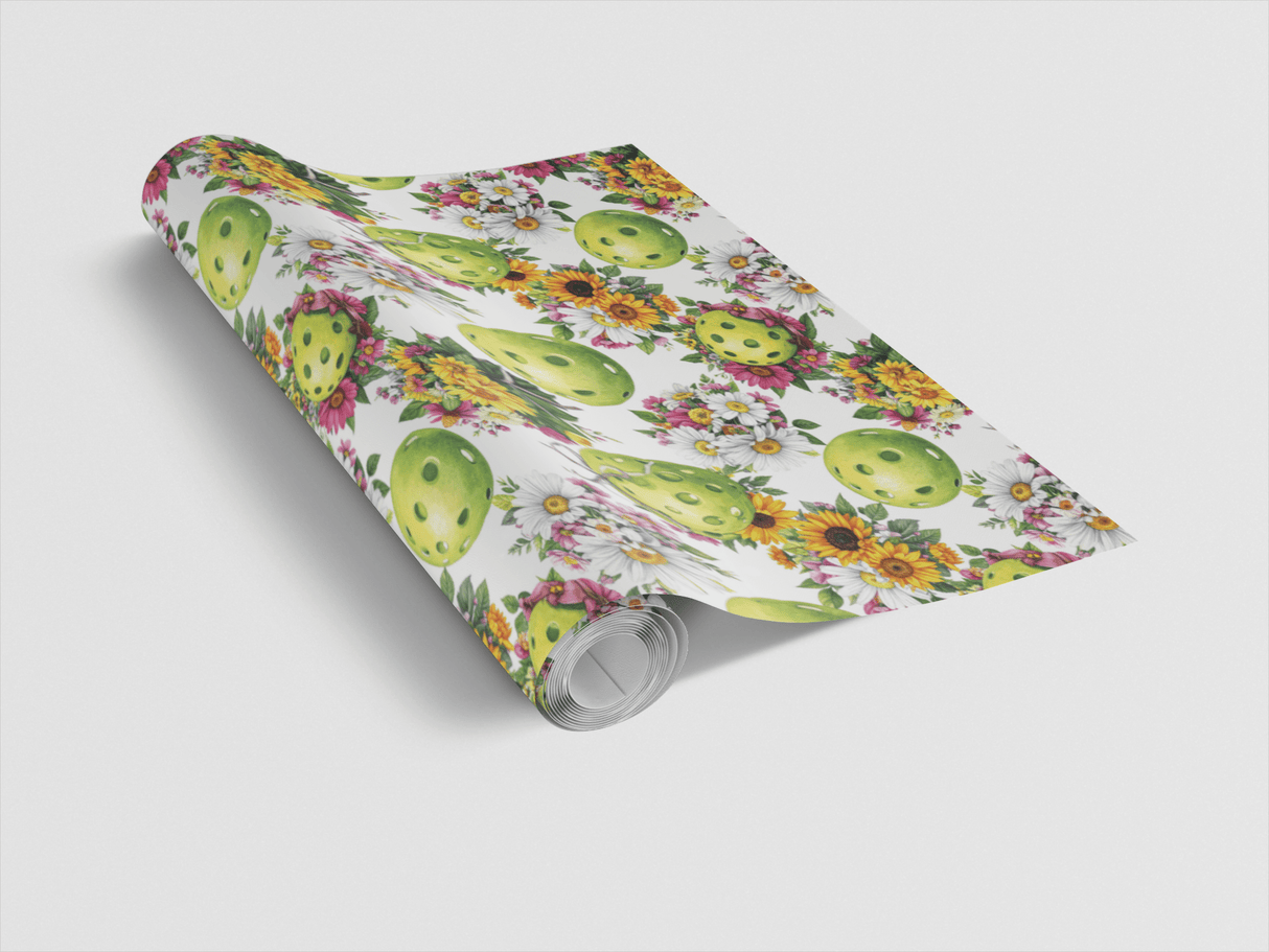 Floral Pickleball Bouquet Wrapping Paper - London Penny Gift Wrap