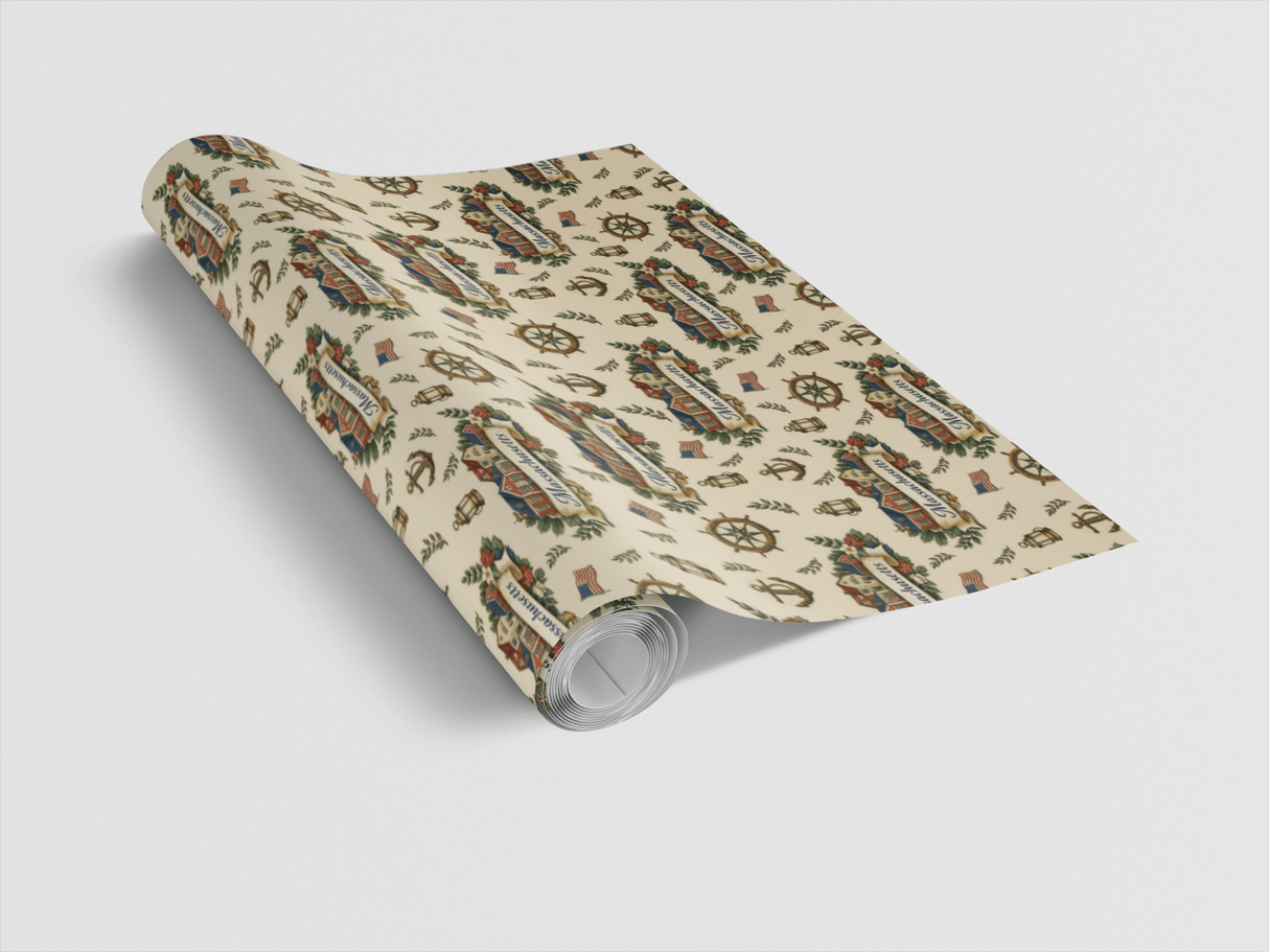Massachusetts Historic Harbor - London Penny Gift Wrap