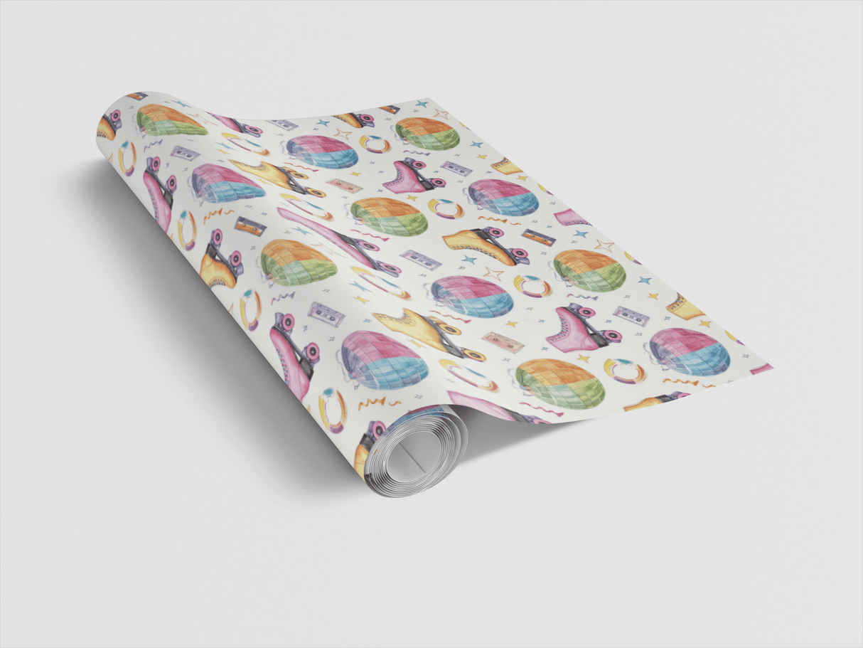 Retro Roller Rink Memories Wrapping Paper - London Penny Gift Wrap