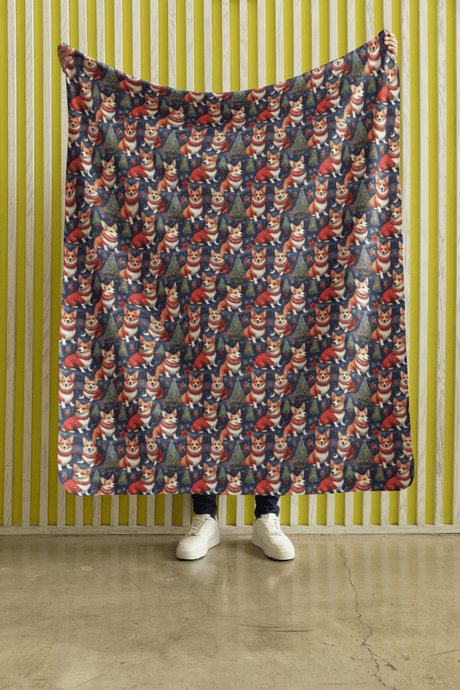 Corgi Under the Pines Sherpa Blanket - London Penny Gift Wrap