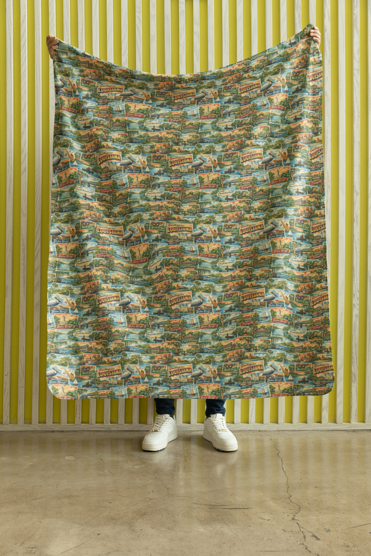 Louisiana Postcard Memories Sherpa Blanket