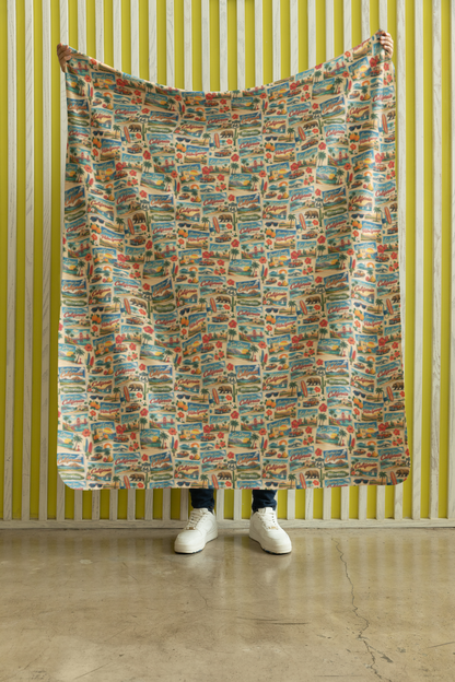 California Postcard Memories Sherpa Blanket