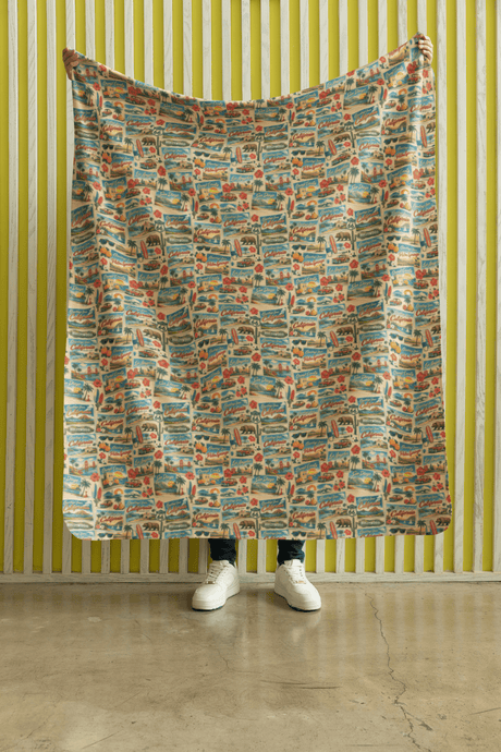 California Postcard Memories Sherpa Blanket - London Penny Gift Wrap