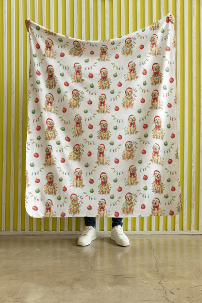 Twinkling Golden Pup Sherpa Blanket