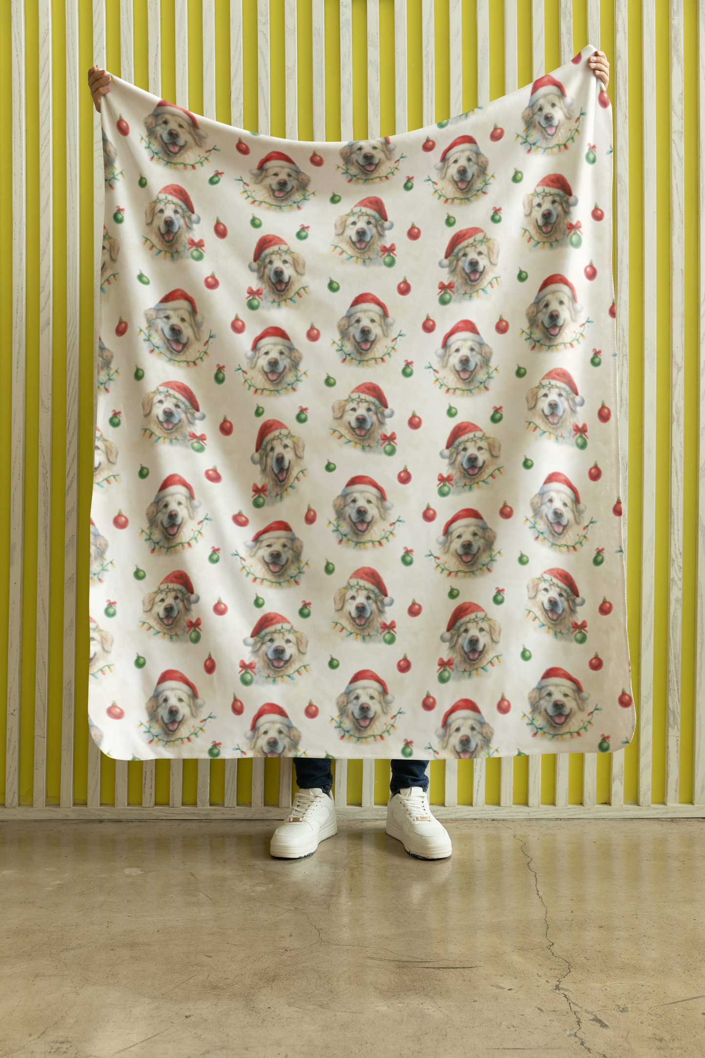 Golden Glow Christmas Sherpa Blanket