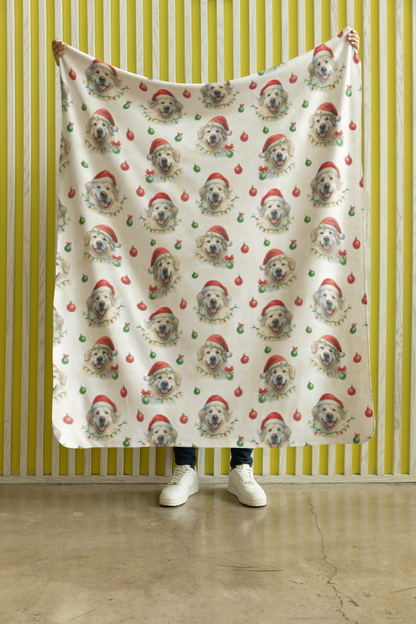 Golden Glow Christmas Sherpa Blanket