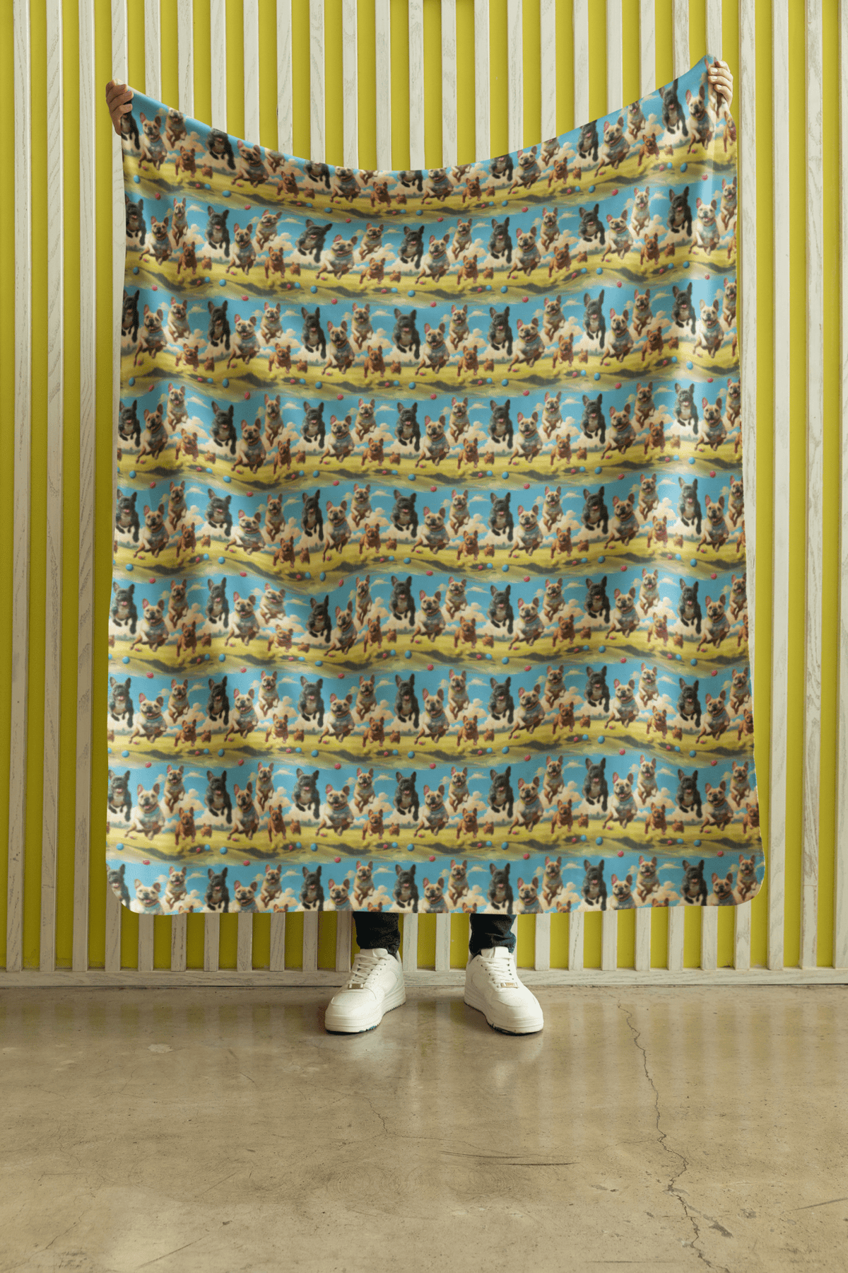 Frenchie Trot Sherpa Blanket - London Penny Gift Wrap
