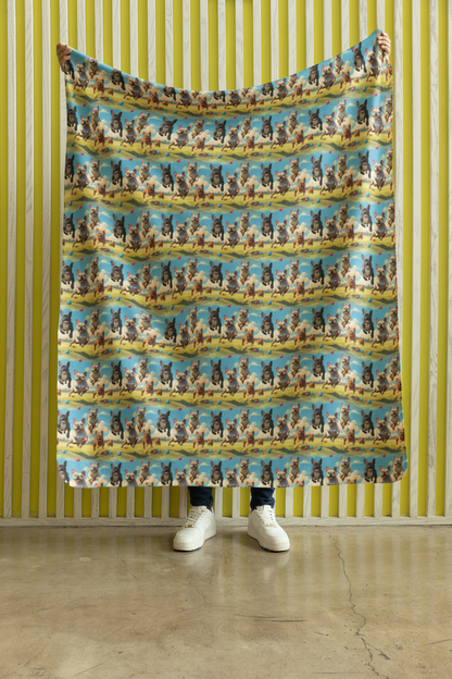 Frenchie Trot Sherpa Blanket