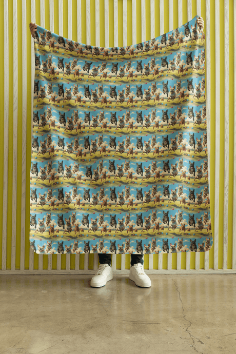 Frenchie Trot Sherpa Blanket - London Penny Gift Wrap