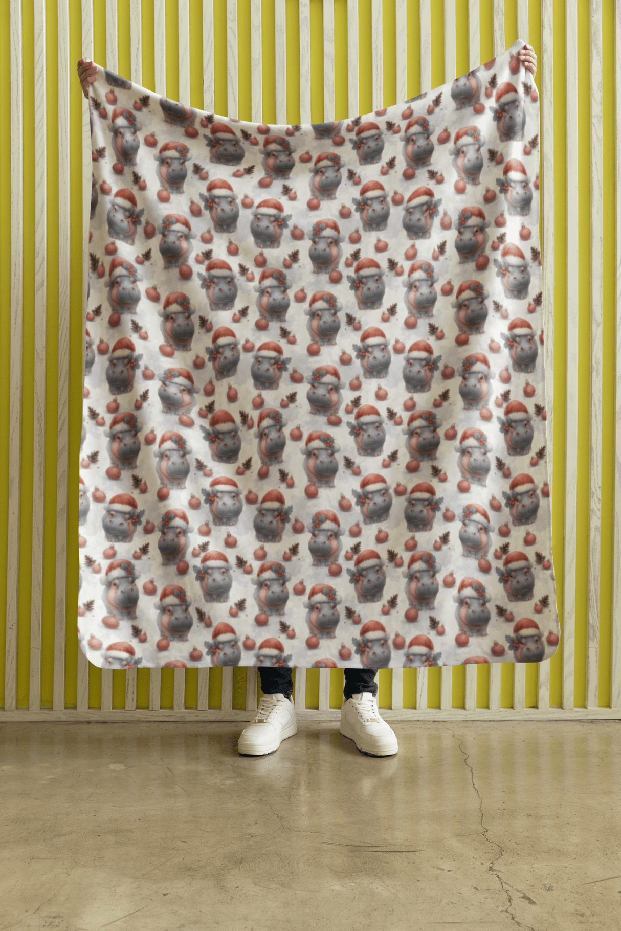 Jolly Hippo Christmas Sherpa Blanket - London Penny Gift Wrap