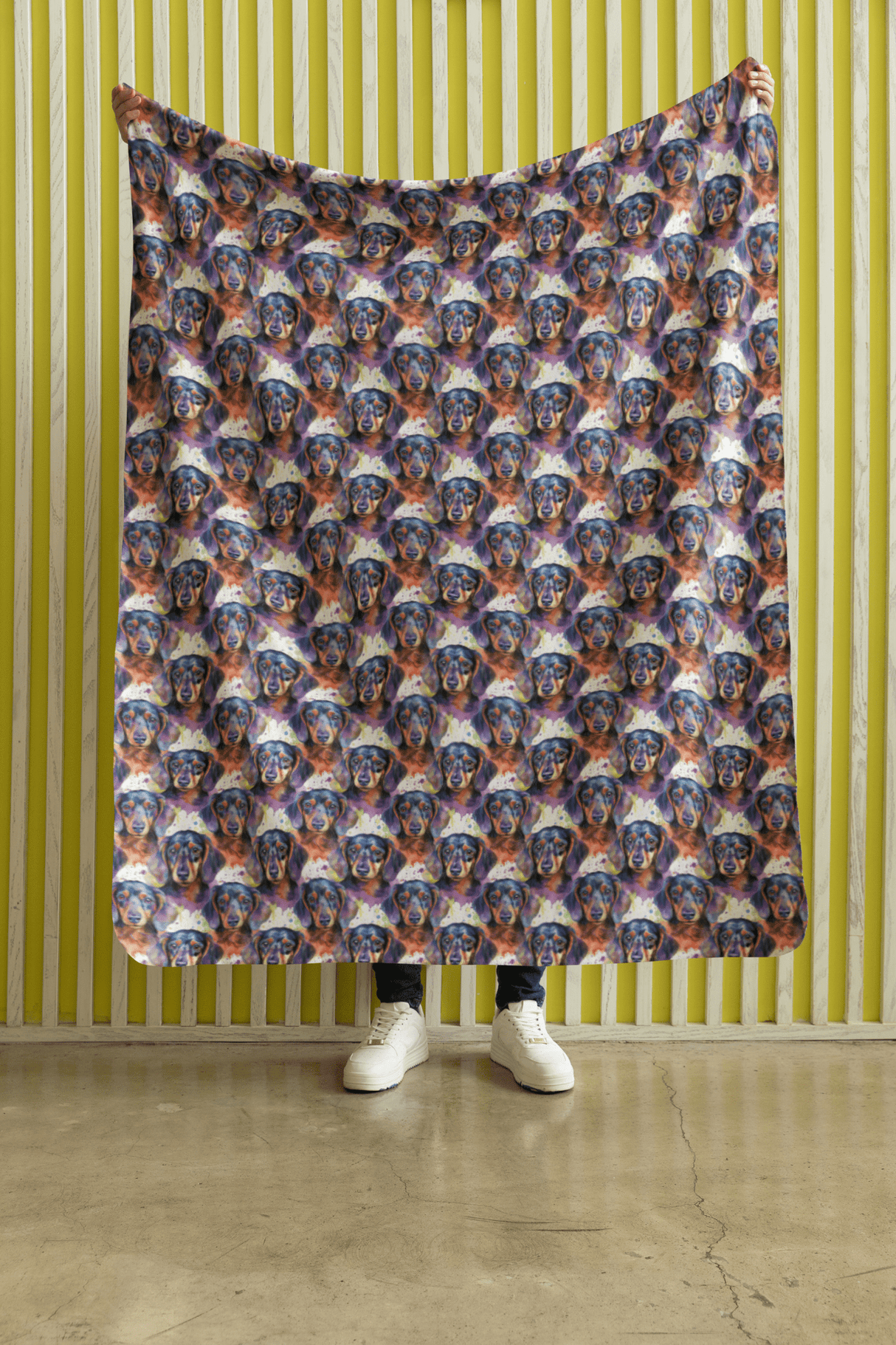 The Dashing Dachshund Sherpa Blanket - London Penny Gift Wrap