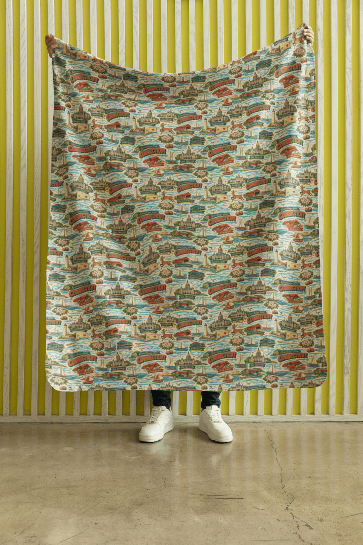 Connecticut Postcard Memories Sherpa Blanket - London Penny Gift Wrap